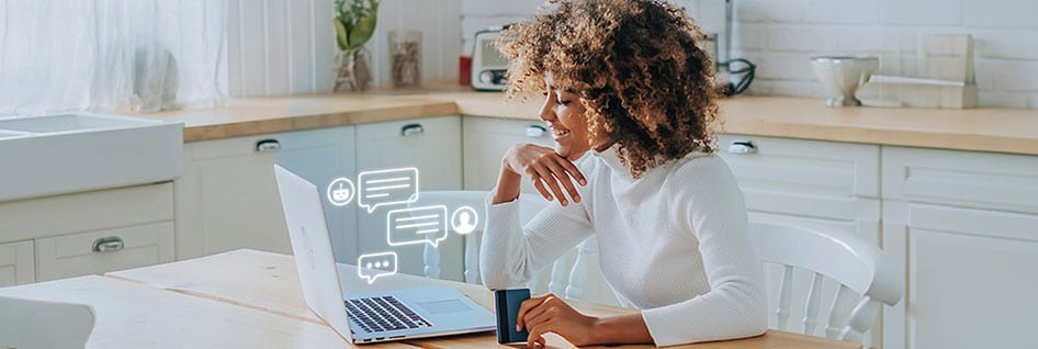 A customer using the Bell Contact Centre AI services to connect with an agent and resolve issues.